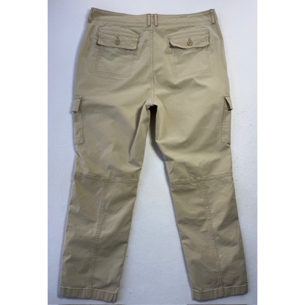 LL Bean Cargo Pants Womens 16 Tan Favorite Fit Stretch Utility Fly Fishing Print - Picture 6 of 16